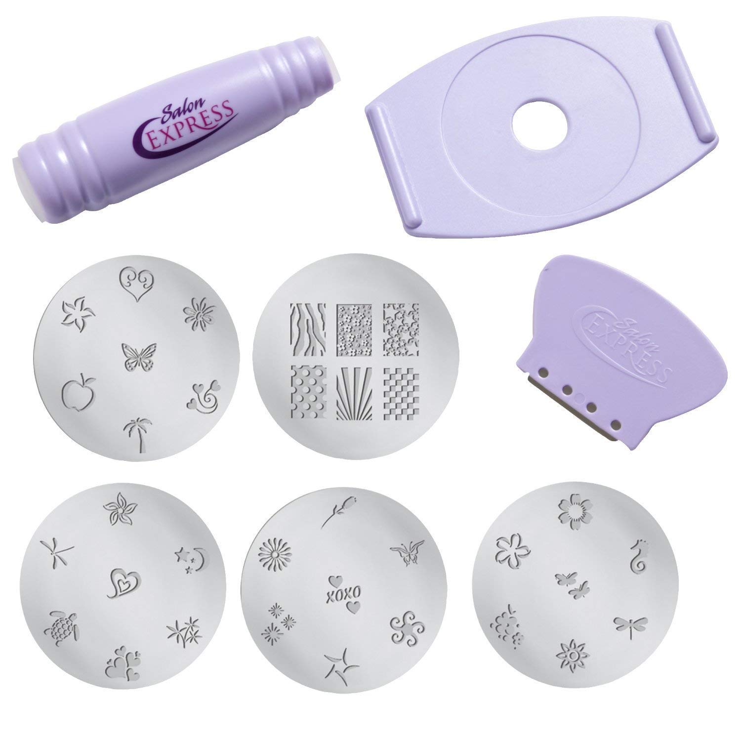 Premium Nail Stamping Kit - 5 Rectangular Steel Plates, Silicone Stamper & Scraper, Nail Polish - Professional Salon Quality Nail Art Design Set for DIY Manicures at Home, Parties & Gift Giving
