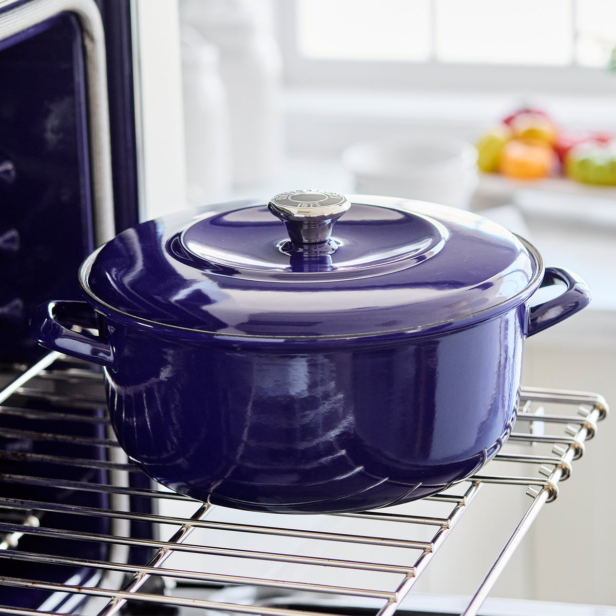Merten & Storck Enameled Cast Iron Dutch Oven 7 Quart - Cobalt Blue | Heavy Duty Cookware for Braising, Stewing & Baking | Perfect for Soups, Bread & Camping Meals