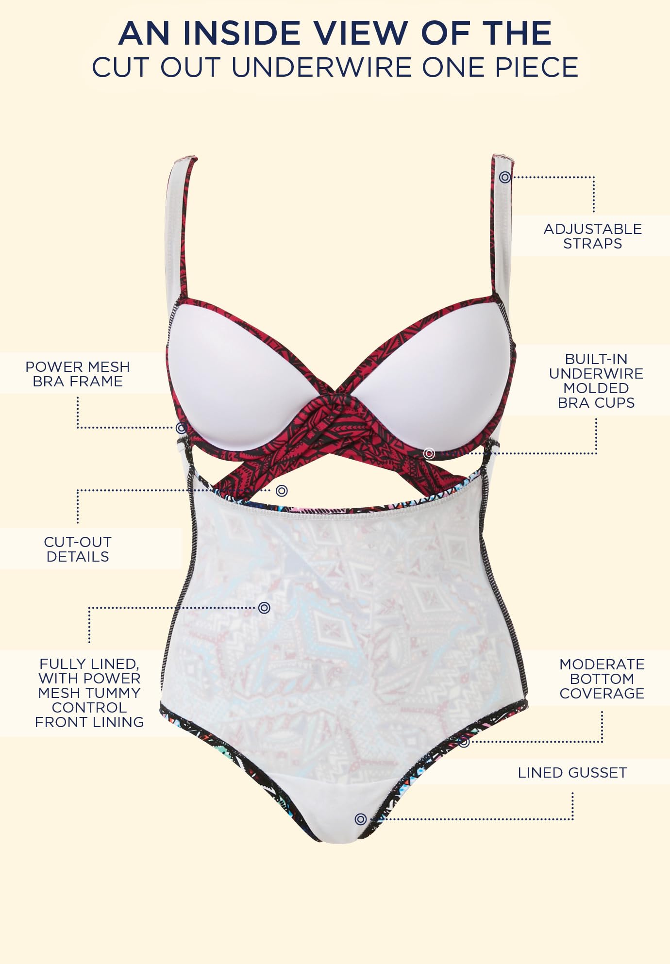 Plus Size Women's One Piece Swimsuit with Cut Out Design & Underwire Support - Perfect for Beach Vacations, Pool Parties & Summer Getaways