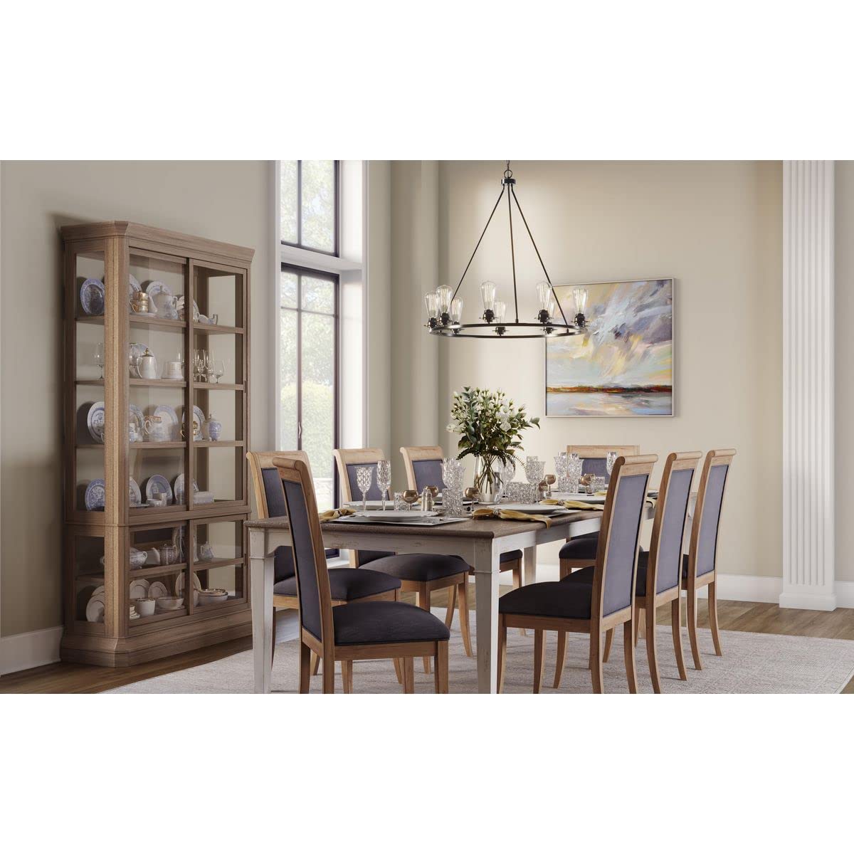 9-Light Farmhouse Chandelier in Graphite - Rustic Ceiling Lighting Fixture for Dining Room, Kitchen Island & Bedroom | Debut Collection