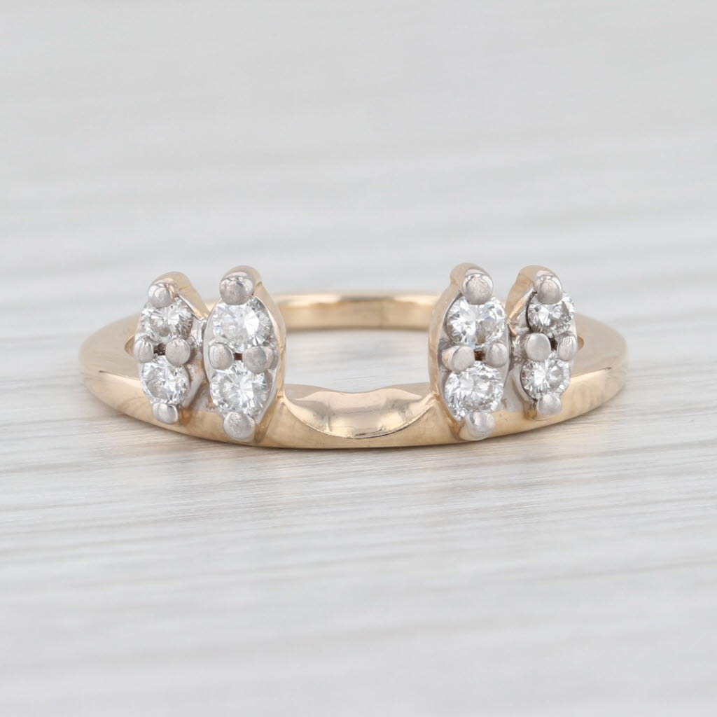 0.22ctw Diamond Ring Enhancer Guard - 14k Yellow Gold Stackable Wedding Band - Size 5.5 - Perfect for Bridal Sets & Anniversary Gifts