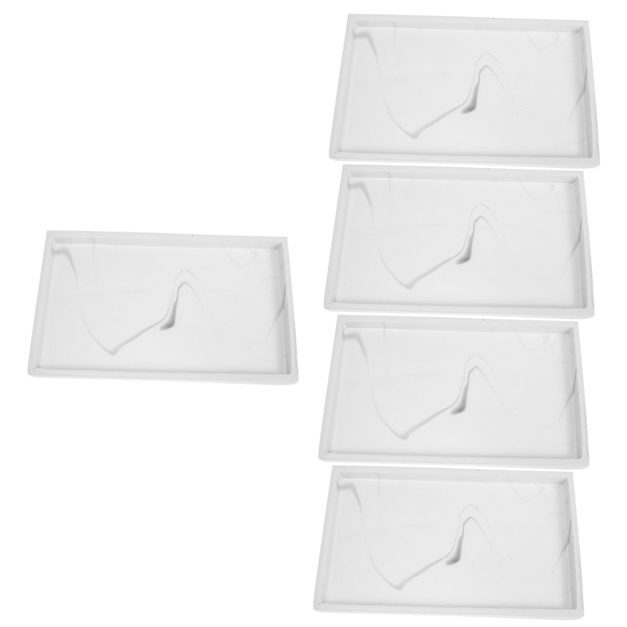 Abaodam 5-Piece Marble Bathroom Tray Set - Makeup Jewelry Organizer, Soap Dish, Vanity Tray, Ring Holder for Sink, Bathtub & Dresser - White Resin Cosmetic Shelf for Bathroom & Bedroom Decor