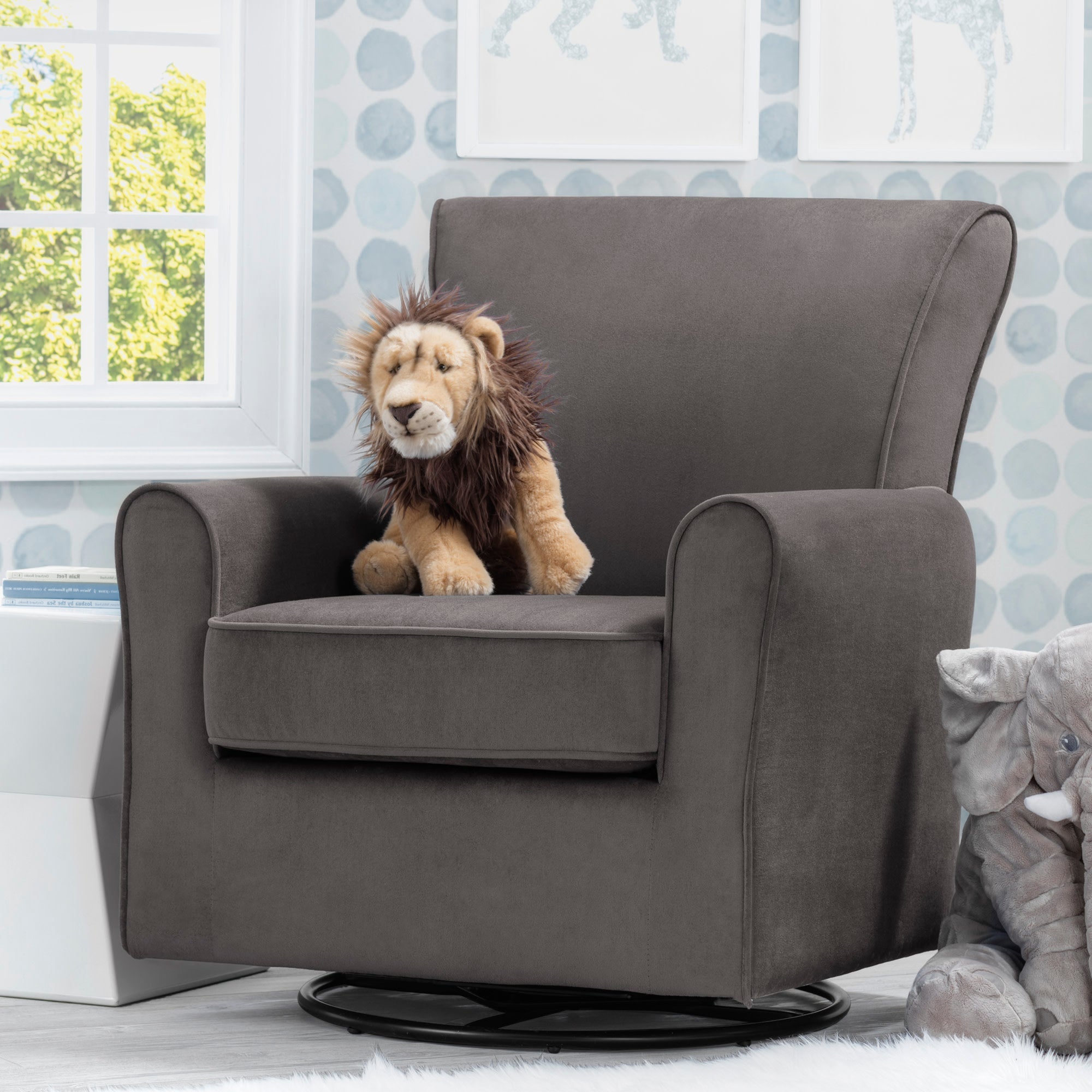 Elena Nursery Glider Swivel Rocker Chair - Comfortable Baby Rocking Chair for Breastfeeding & Nursery Room - Perfect for Nursing, Reading & Soothing Baby to Sleep