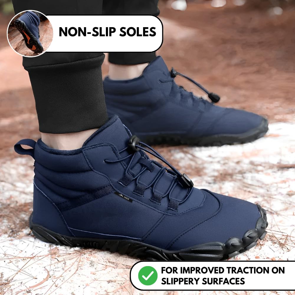 Evian Master HF Non-Slip Waterproof Winter Barefoot Boots - Wide Toe Box for Walking & Hiking - Unisex Comfort Shoes for Men & Women - Ideal for Snow, Ice & Outdoor Adventures