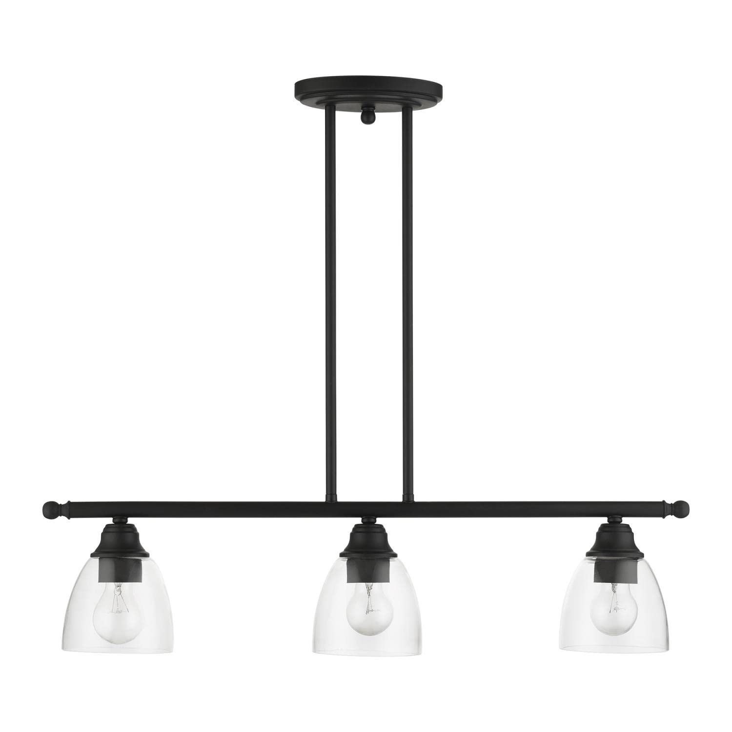 Livex Lighting 46337-04 Montgomery Linear Chandelier in Black - Modern Ceiling Light Fixture for Dining Room, Kitchen Island & Entryway