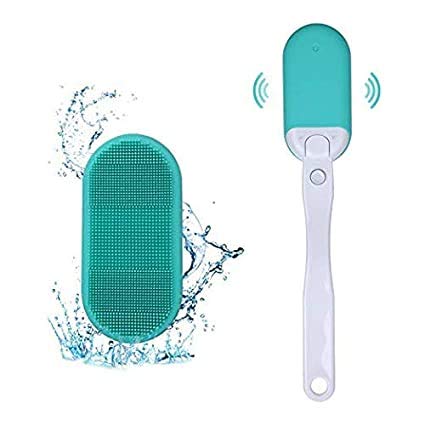 LAVNIK Silicone Bath Brush - Waterproof Electric Facial & Body Cleansing Kit with Long Handle - Exfoliating Brush for Dry Skin, Shower & Bath - Perfect for Men & Women - Ideal for Spa Days & At-Home Skincare Routines