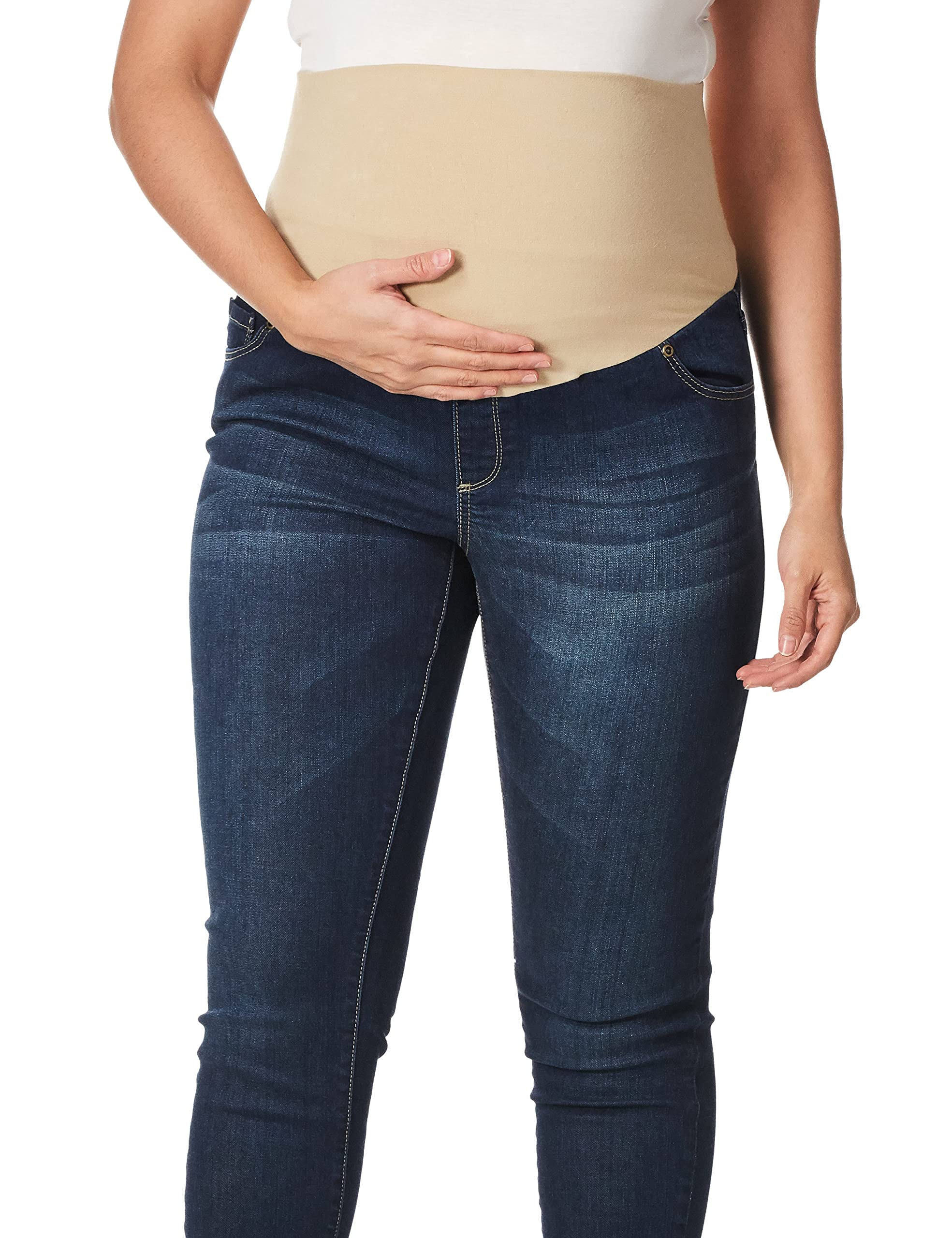 Three Seasons Maternity Women's Stretch Skinny Jeans with Comfortable Belly Band - Dark Wash Denim Pants for Pregnancy (Size X-Large) | Perfect for Work, Casual Outings & Everyday Wear