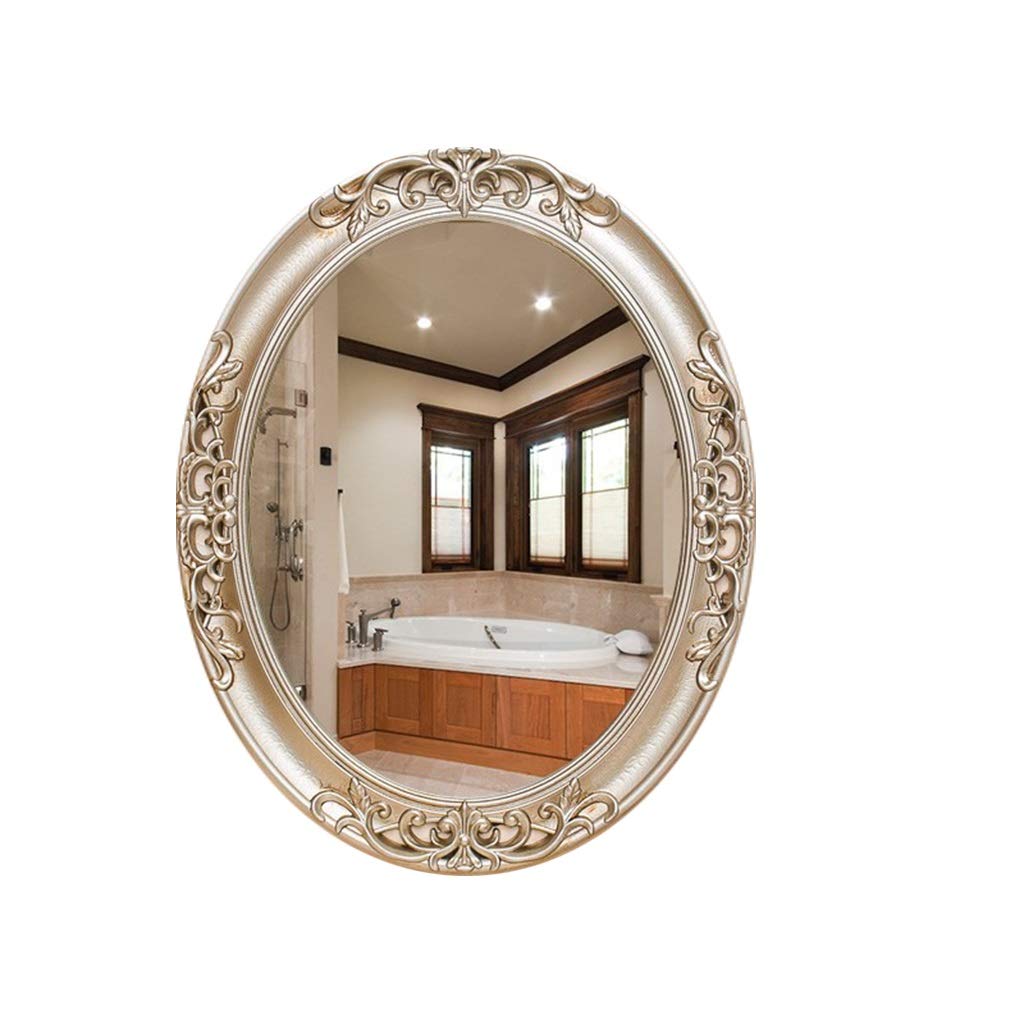 European Style Wall-Mounted Makeup Mirror with Wood Frame - Round Vanity Mirror for Bathroom, Bedroom & Dressing Table | Perfect for Applying Makeup, Shaving & Home Decor (Color: B)