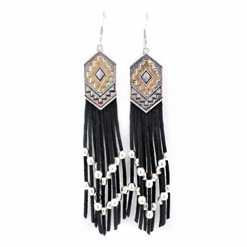 Aztec Tassel Earrings for Women - Black Boho Tribal Dangle Earrings | Perfect for Festivals, Parties, and Everyday Boho Chic Style