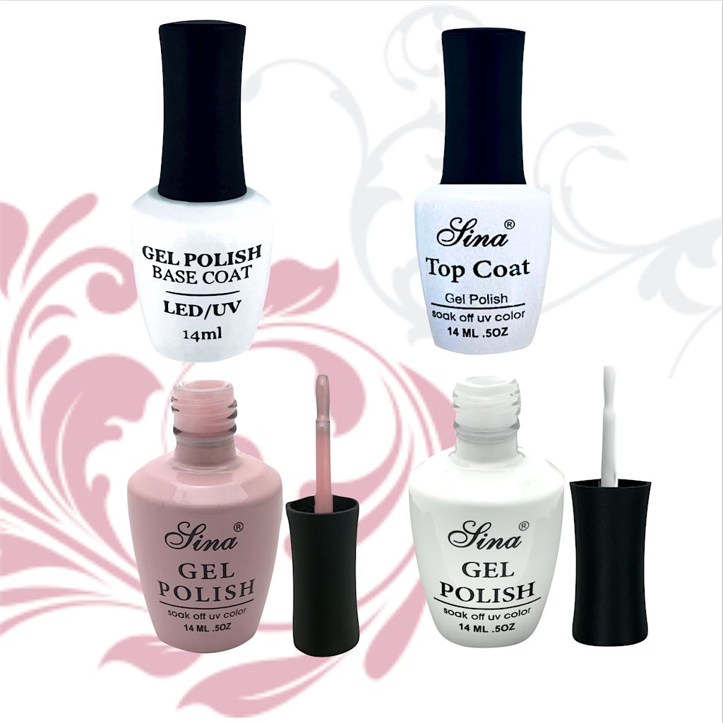 SINA Gel Polish French Manicure Kit - Long Lasting UV LED Nail Polish Set for Salon & Home Use - Perfect for Nail Art, DIY Manicures & Special Occasions