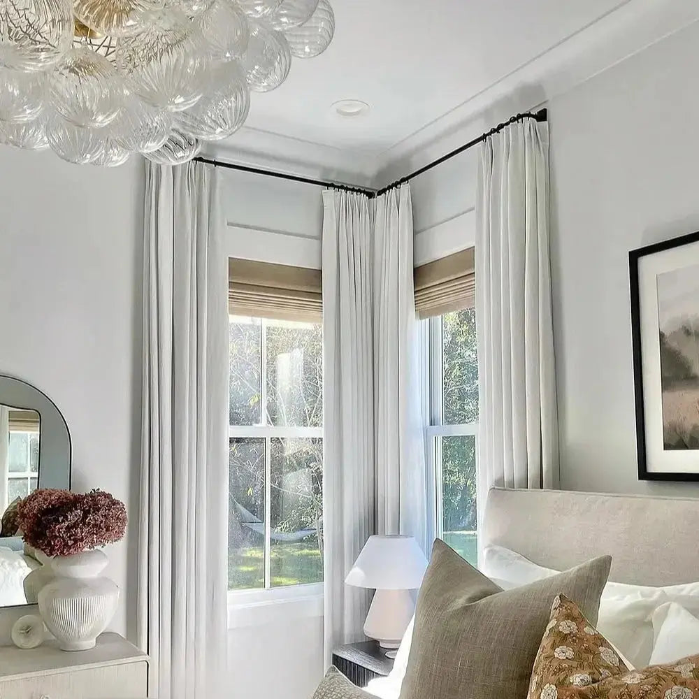 Premium Belgian Linen Curtains - Elegant Pleated Drapes for Living Room & Bedroom | Blackout Thermal Insulated Window Treatments for Home Decor