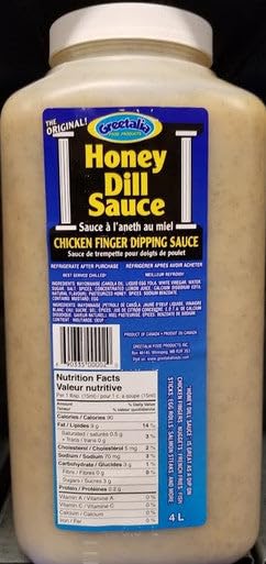 Original Greetalia Honey Dill Chicken Finger Dipping Sauce - 4L/1.1 Gallon Jug - Premium Canadian Import - Perfect for Wings, Nuggets & Party Platters