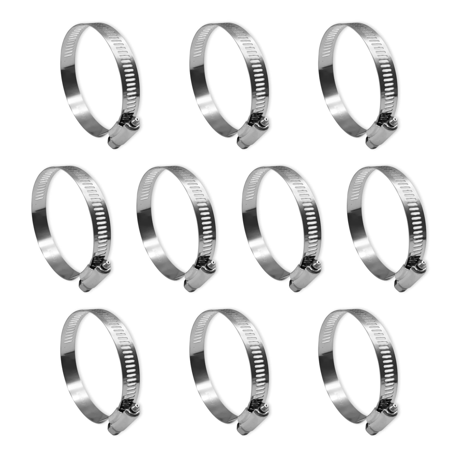 10pcs Stainless Steel Hose Clamps - Adjustable Metal Pipe Clamps for Water, Oil, Gas & Industrial Use - Perfect for Plumbing, Automotive & HVAC Applications