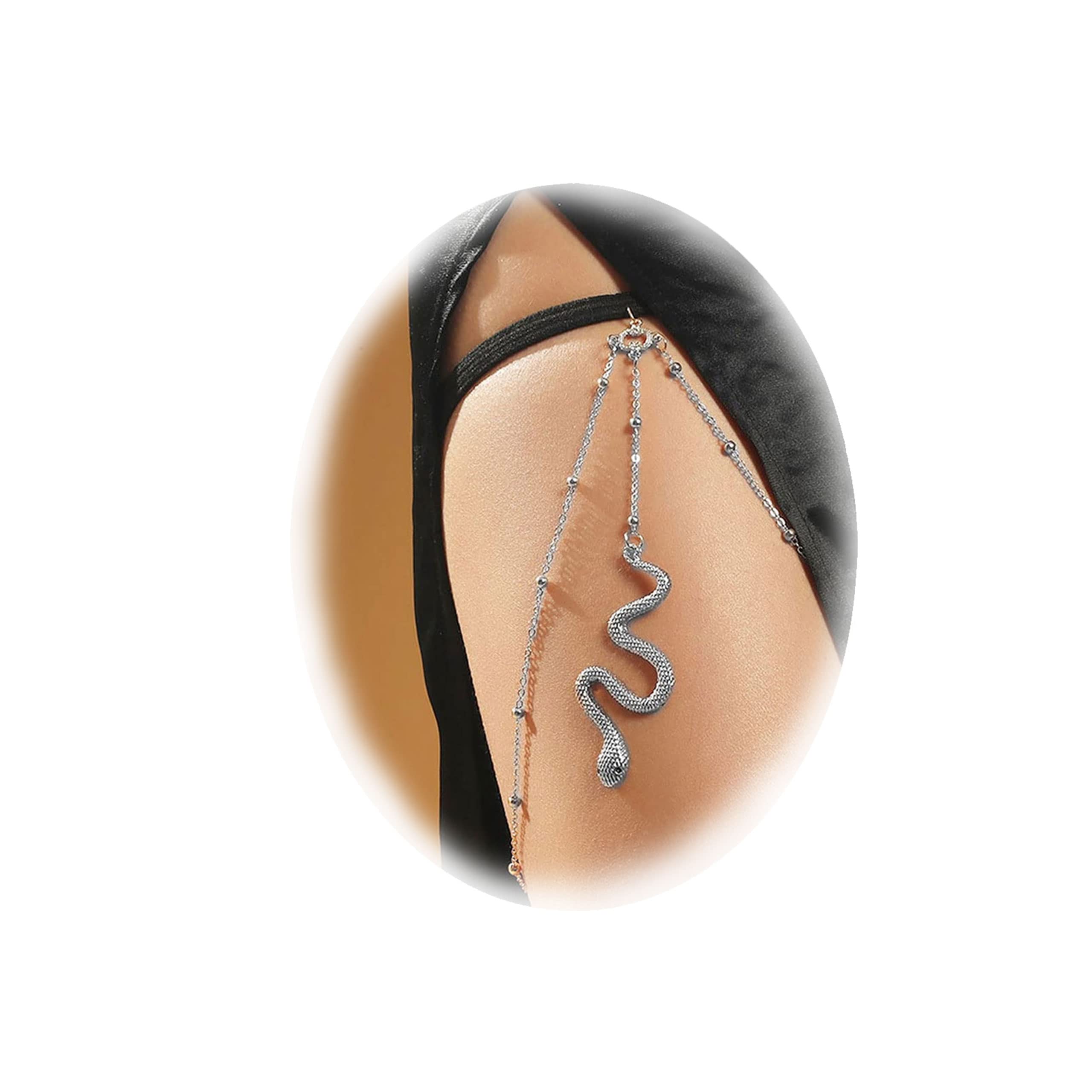 Women's Snake Leg Chain - Boho Thigh Body Jewelry with Snake Pendant for Festival, Rave & Beach Outfits | Adjustable Body Chain for Parties & Summer Fashion