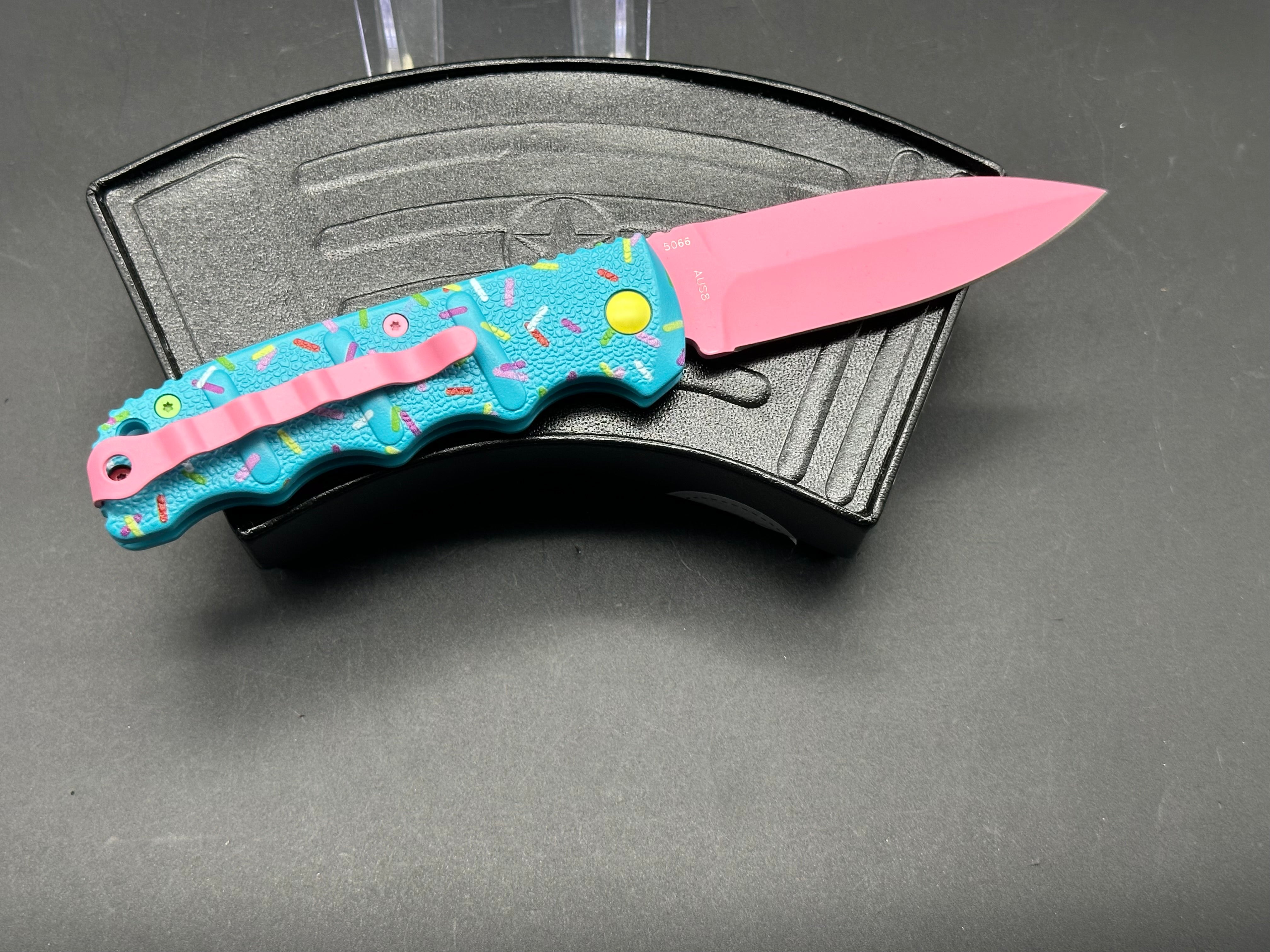 Boker Dessert Warrior Auto Knife - Blue Blade, Like New Condition with Original Box - Perfect for Camping, Hiking & Everyday Carry (EDC)