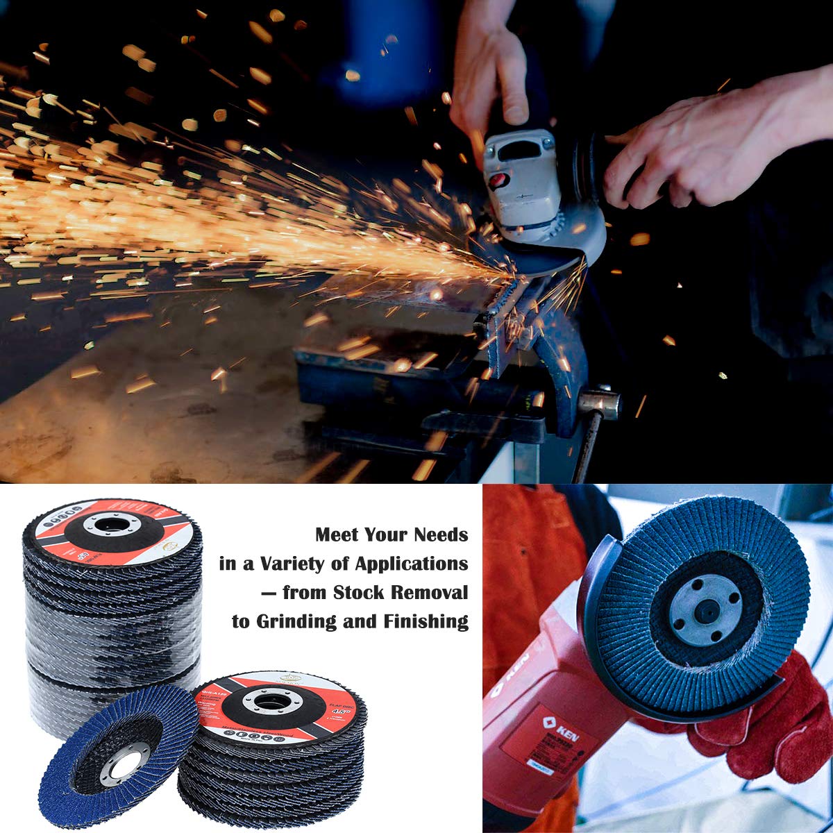 28 Pack 4-1/2 Inch Flap Discs for Angle Grinder - 80 Grit Type 27 Sanding Discs - Ideal for Metal Grinding, Wood Sanding & Surface Preparation