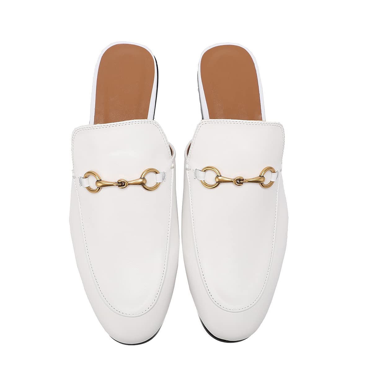 Genuine Leather Men's Mules Clogs - Slip On Backless Loafers & Casual Slippers - Comfortable White Shoes Size 8 for Home, Office & Outdoor Wear