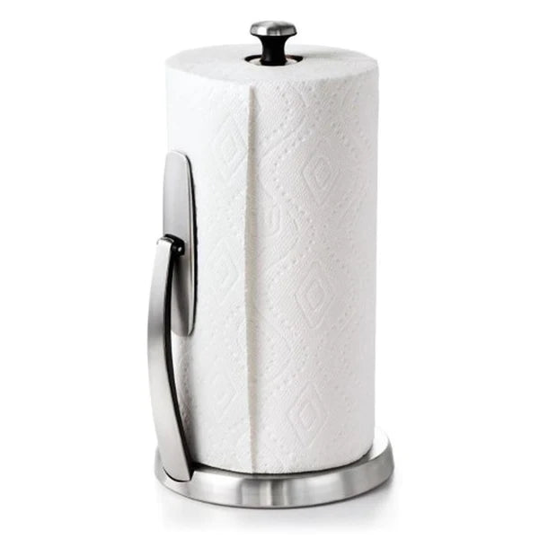 OXO Good Grips Simple Tear Paper Towel Holder - Stainless Steel Kitchen Roll Dispenser for Countertop, Perfect for Cooking, Cleaning & Home Organization
