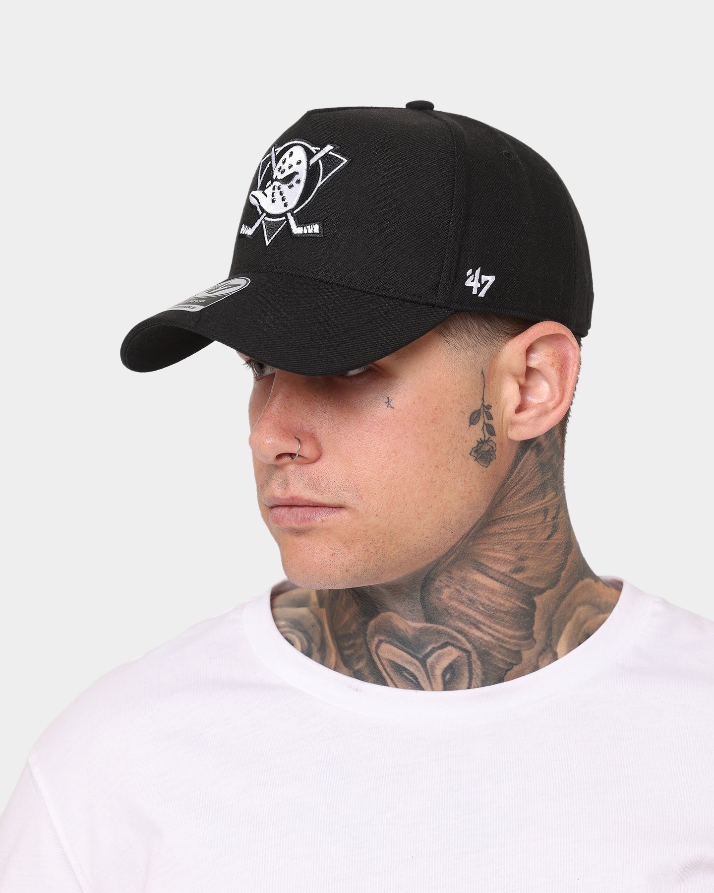 47 Brand Anaheim Ducks MVP DT Snapback Hat - Black & White Adjustable Baseball Cap for Men & Women - Perfect for Hockey Games, Sports Events & Casual Wear