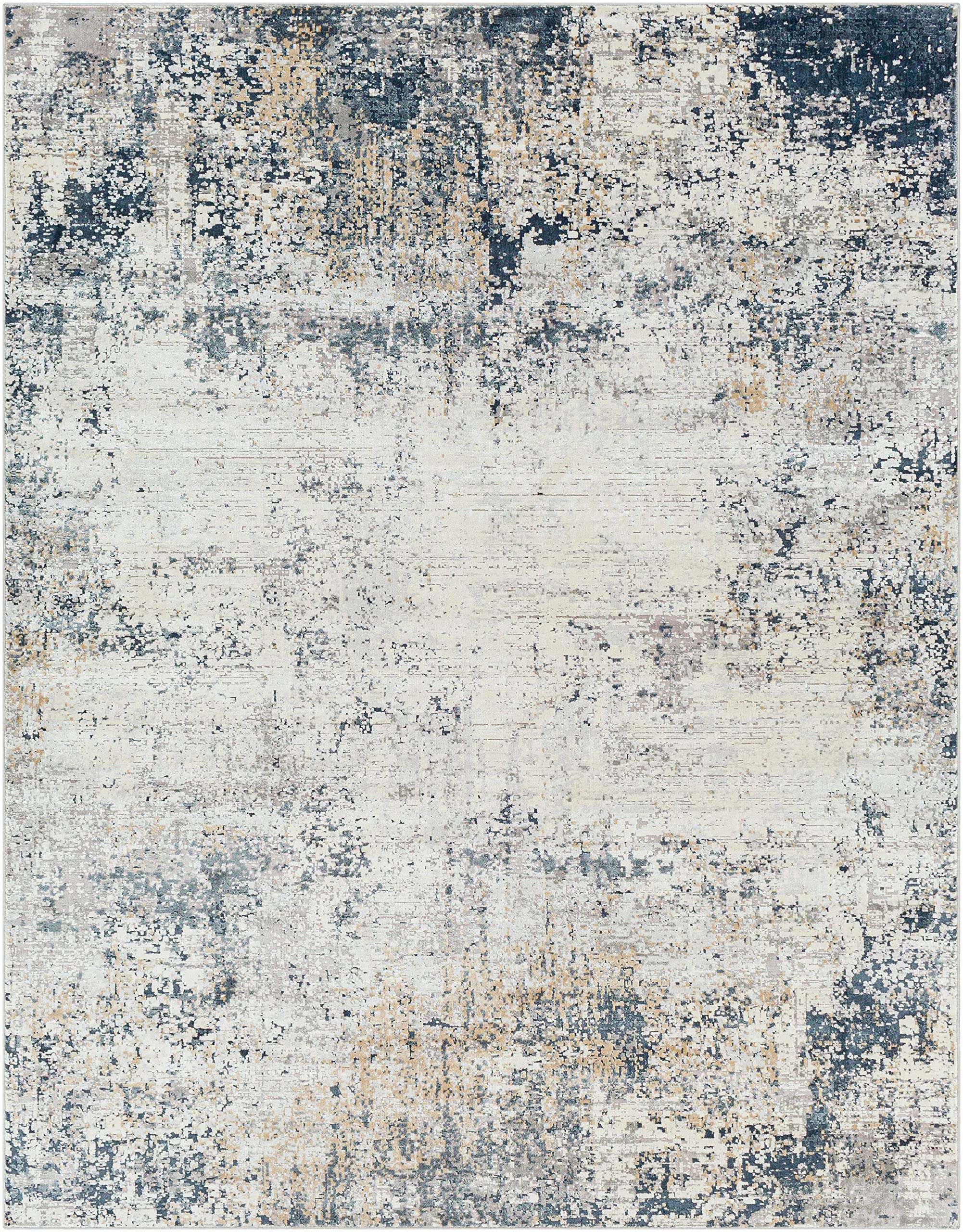 Premium Hauteloom Higden Area Rug for Living Room & Bedroom - Soft Gray & Blue Modern Design - 6'7