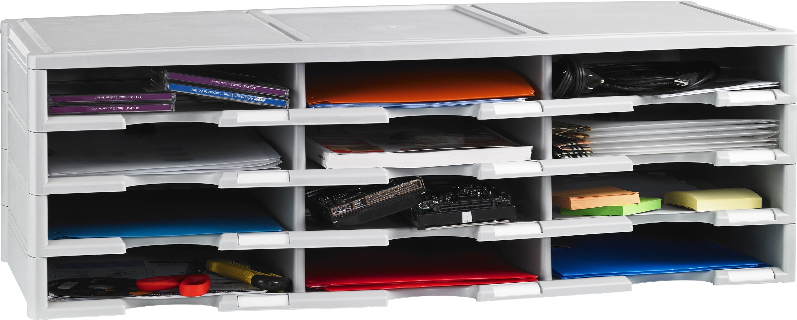 Storex 24 Compartment Plastic Organizer Box - Perfect for Office Supplies, Craft Beads, Jewelry & Small Parts Storage | Durable Stackable Desktop Organizer for Home & Office Organization