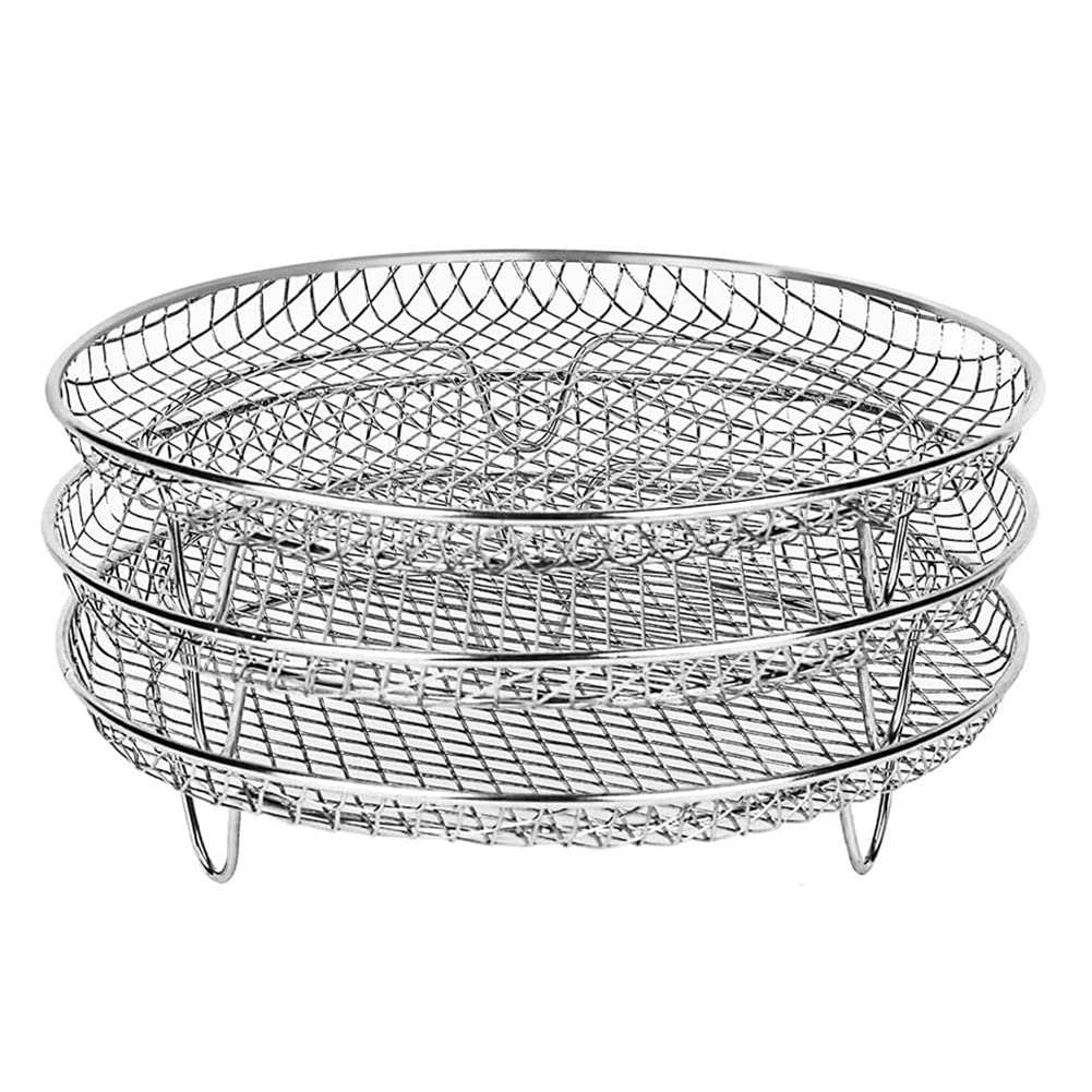 3-Tier Stackable Air Fryer Dehydrator Racks for Gowise & Ninja Steel Air Fryers - Fits 4.2-5.8QT Models - Perfect for Drying Fruits, Jerky & Herbs at Home