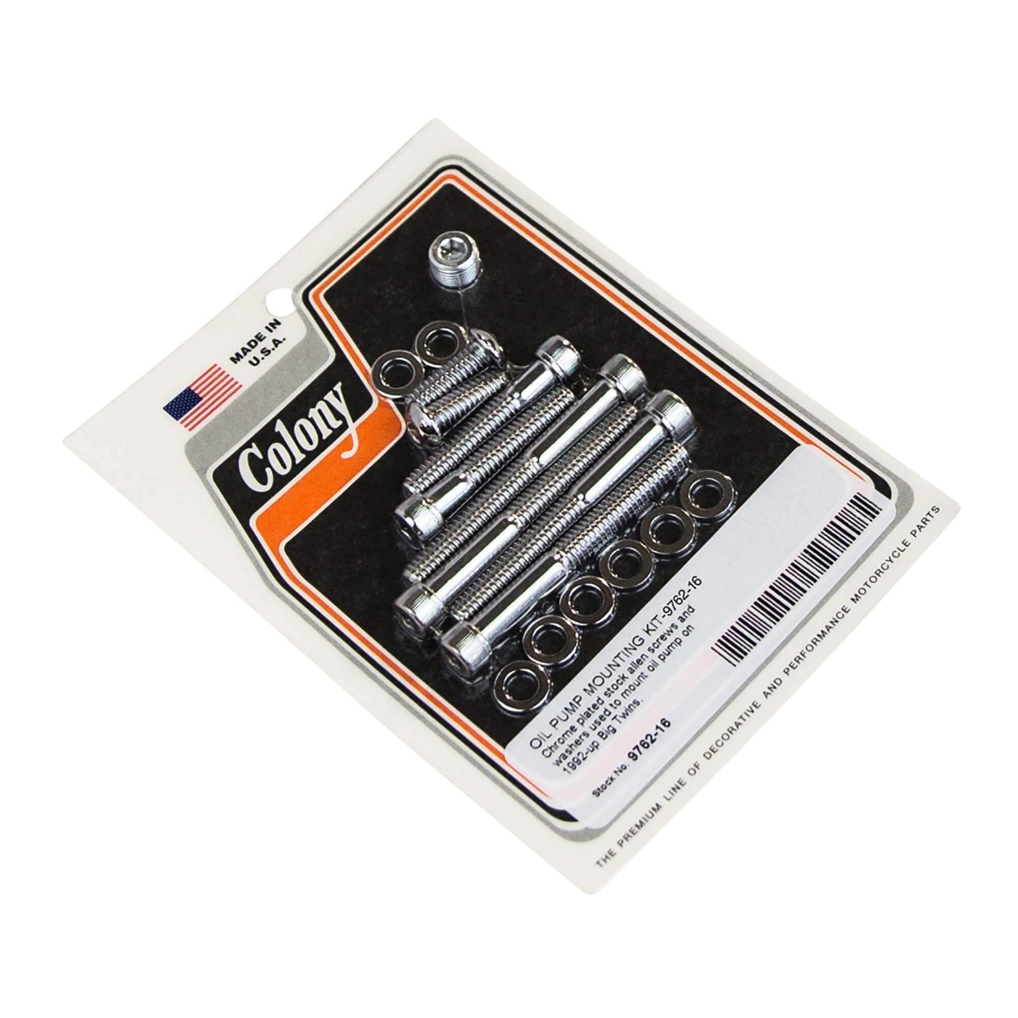 1992-Up Harley Davidson Big Twin 16 Oil Pump Mounting Kit - Chrome Plated Allen Head Bolts - Compatible with Touring & Custom Models