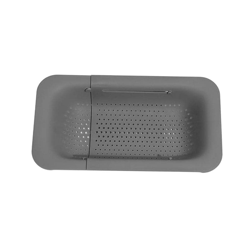 Expandable Colander Strainer Basket - Retractable Plastic Fruit & Vegetable Strainer, Multifunctional Collapsible Kitchen Colander (Grey) - Perfect for Washing Produce, Draining Pasta & Storing Food