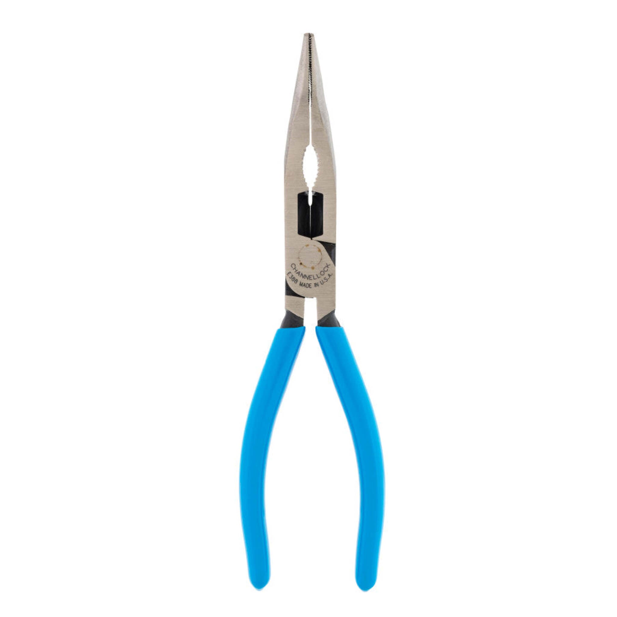 CHANNELLOCK 8 Inch XLT™ Combination Bent Long Nose Pliers with Cutter - 35° Angled Head, High Carbon Steel, Laser Heat Treated Edges, Superior Grip - Ideal for Electrical Work, Plumbing, and DIY Projects