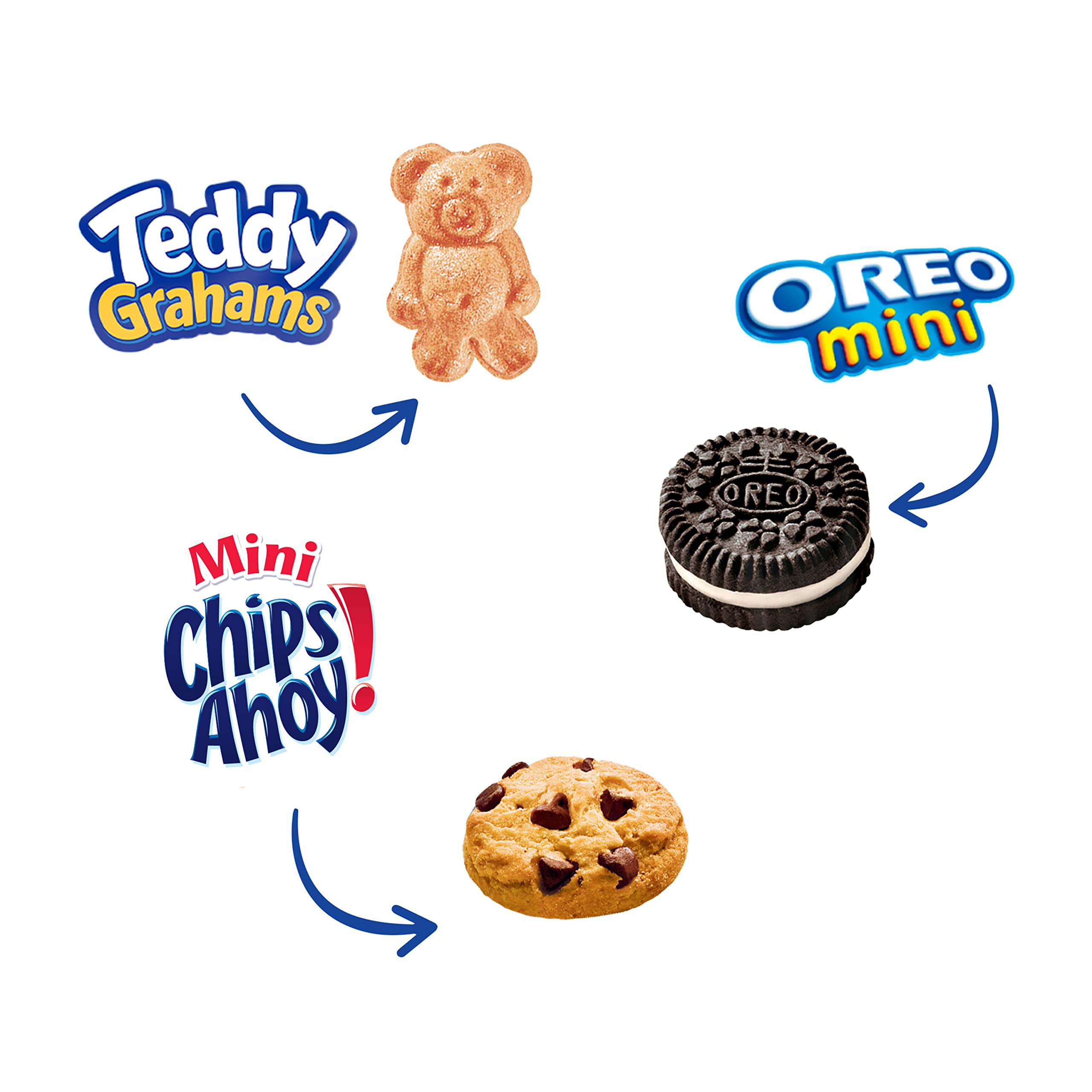 Nabisco Variety Pack - OREO Mini Cookies, CHIPS AHOY! Mini Cookies & Teddy Grahams Cinnamon Snacks | 48 Individually Wrapped Snack Packs | Perfect for School Lunches, Office Snacks & Party Favors
