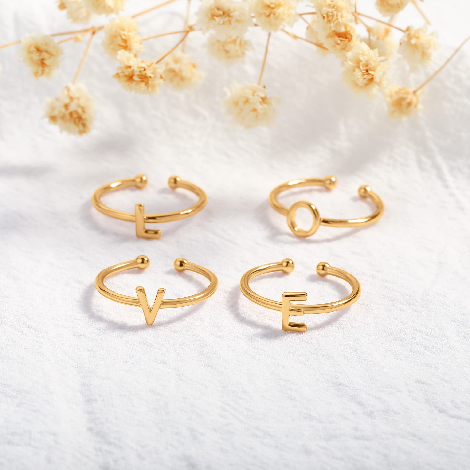 925 Sterling Silver Rings for Women - Adjustable Initial & Stackable Rings - Elegant Jewelry Gift for Her - Perfect for Everyday Wear, Stacking & Personalized Gifting
