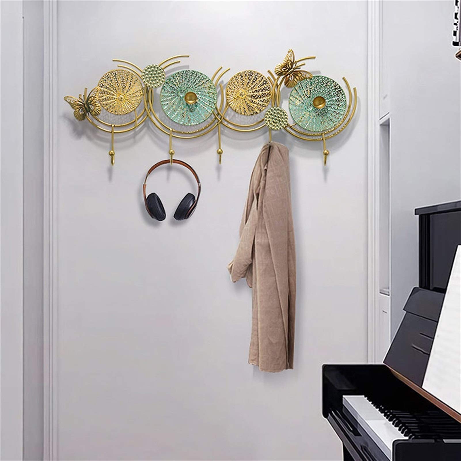 Modern Wall-Mounted Coat Rack with Hooks - Space Saving Behind The Door Clothes Hanger, Iron Coat Hooks for Jackets, Hats & Accessories - Perfect for Entryway, Bedroom & Closet Organization