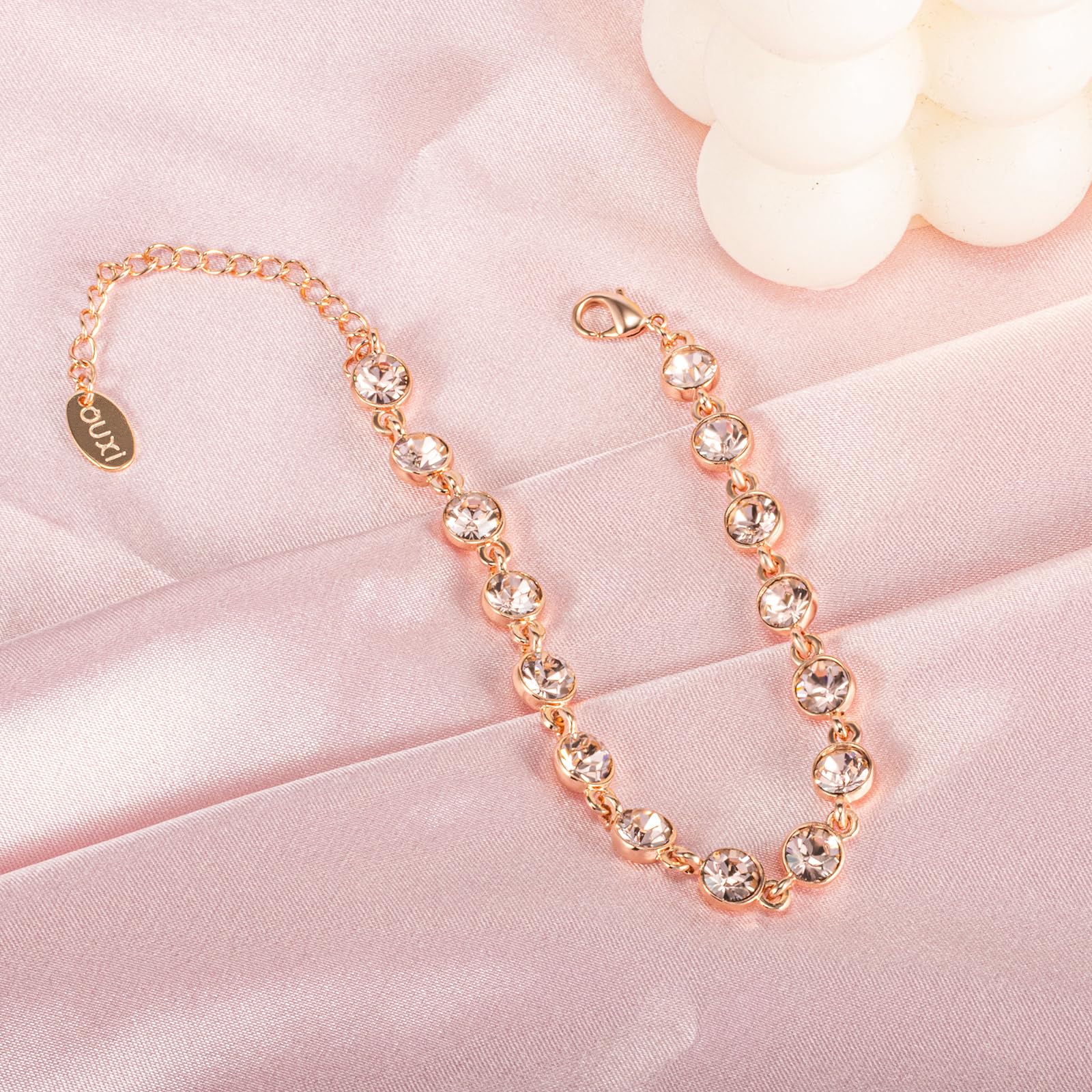 Elegant Rose Gold Bracelets for Women - 18K Gold Plated Cubic Zirconia Link Chain Jewelry Gift for Christmas, Mother's Day, Birthday, Wedding & Valentine's Day | Perfect for Date Nights, Office Wear & Special Occasions