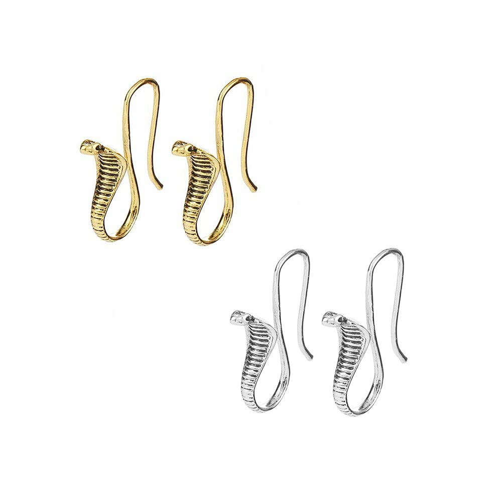 Ancient Gold & Silver Retro Egyptian Cobra Snake Drop Earrings for Women - Punk Jewelry Dangle Studs - Perfect for Costume Parties, Vintage Fashion & Boho Style Outfits
