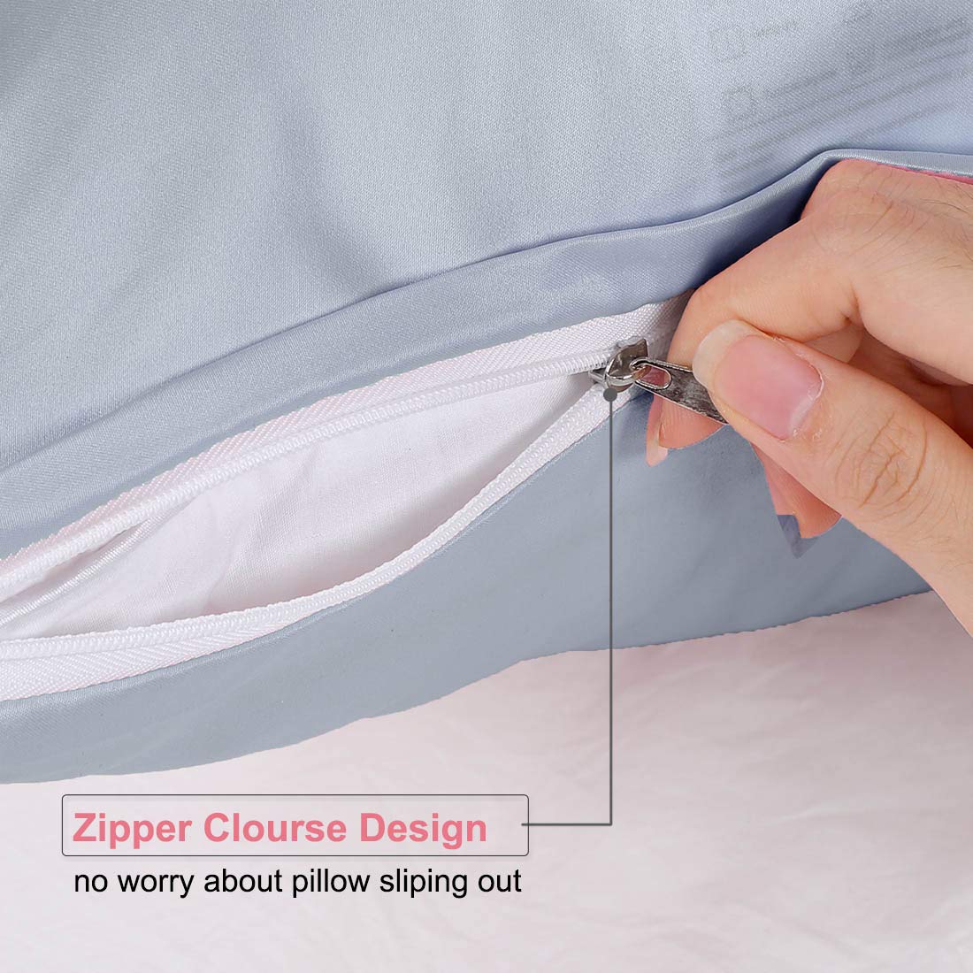 PiccoCasa Set of 4 Luxury Satin Pillowcases with Zipper - Super Silky Silver Pillow Covers 14x20 Inch for Bedroom & Travel - Perfect for Home Decor, Hotels, and Gifts