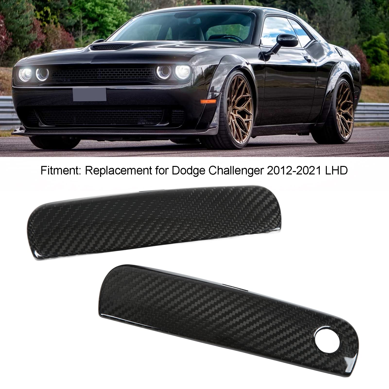 Carbon Fiber ABS Exterior Door Handle Covers (2-Pack) - Compatible with 2012-2021 LHD Vehicles - Weatherproof & Scratch-Resistant for Enhanced Car Protection & Style Upgrade - Perfect for Daily Commute, Road Trips & Car Shows