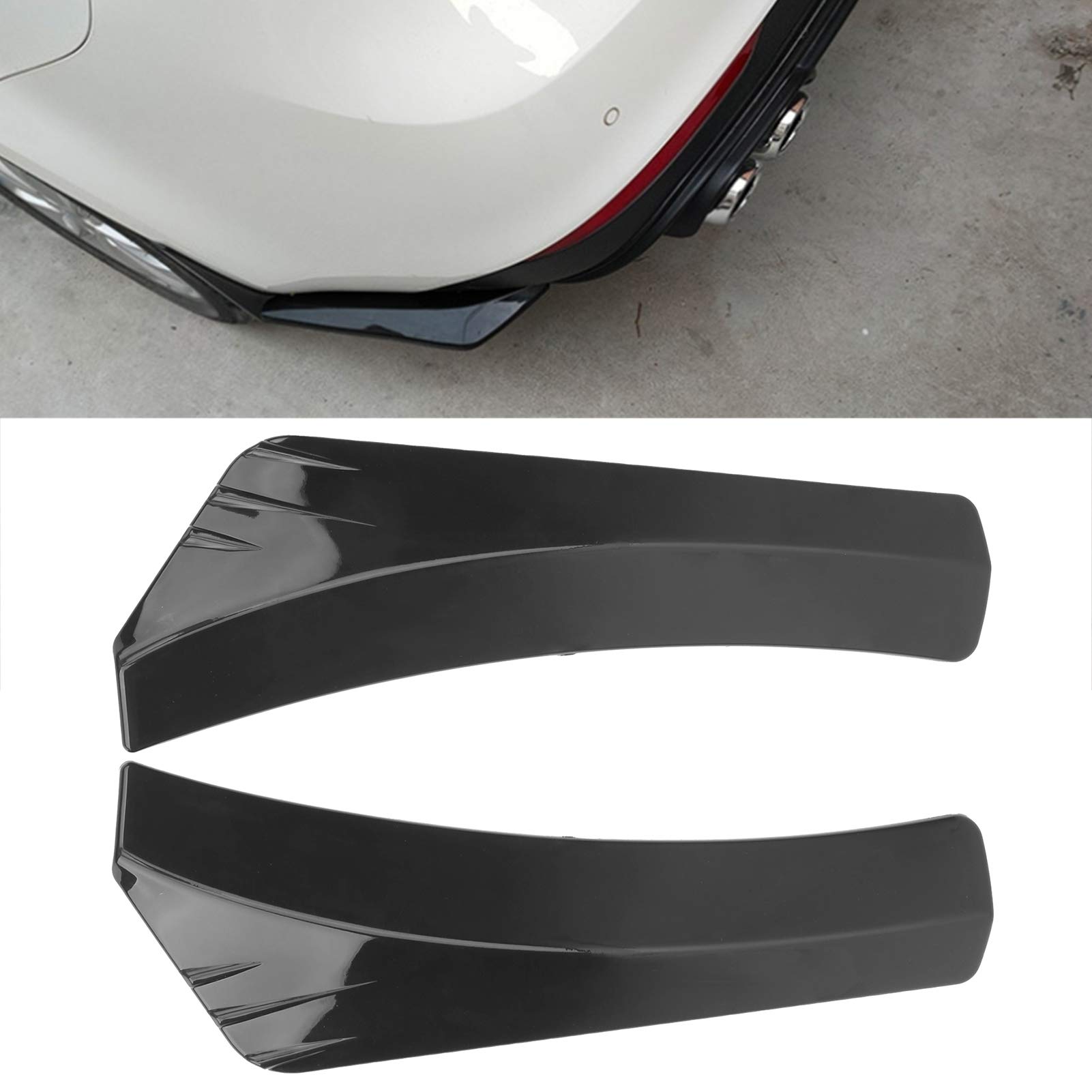 2PCS Glossy Black Car Bumper Lip Protector - Universal Anti-Scratch Diffuser Splitter Wrap for Sedans, SUVs & Trucks - Perfect for Parking, Daily Driving & Car Shows