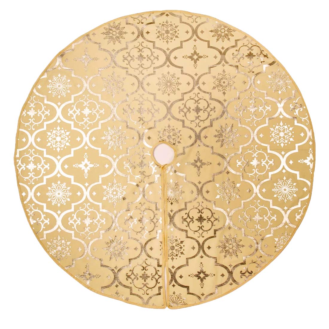 Poise3EHome 48-Inch Yellow Christmas Tree Skirt with Stockings - Holiday Decor for Halloween & Christmas | Festive Tree Base Cover for Living Room, Party & Seasonal Celebrations