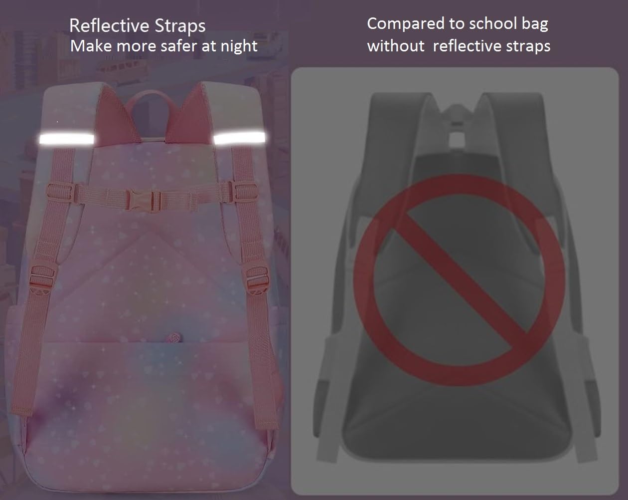 Gradient Rainbow Backpack for Girls - Cute Heart Print School Bookbag with Multiple Compartments | Durable Elementary Backpack for School, Travel & Daily Use