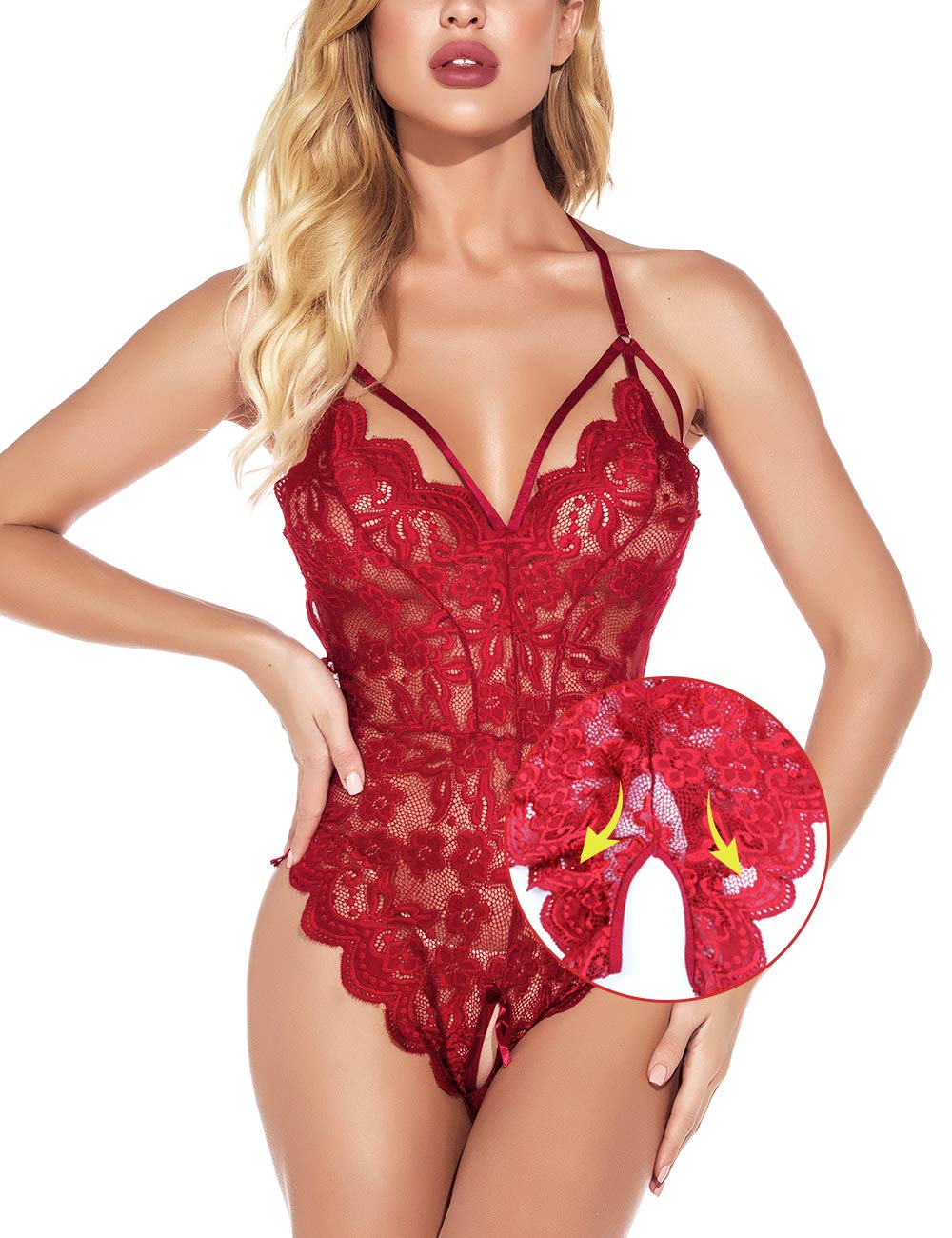 Sexy Lace Teddy Lingerie for Women - Strappy One-Piece Bodysuit & Babydoll | Perfect for Valentine's Day, Honeymoon & Romantic Nights