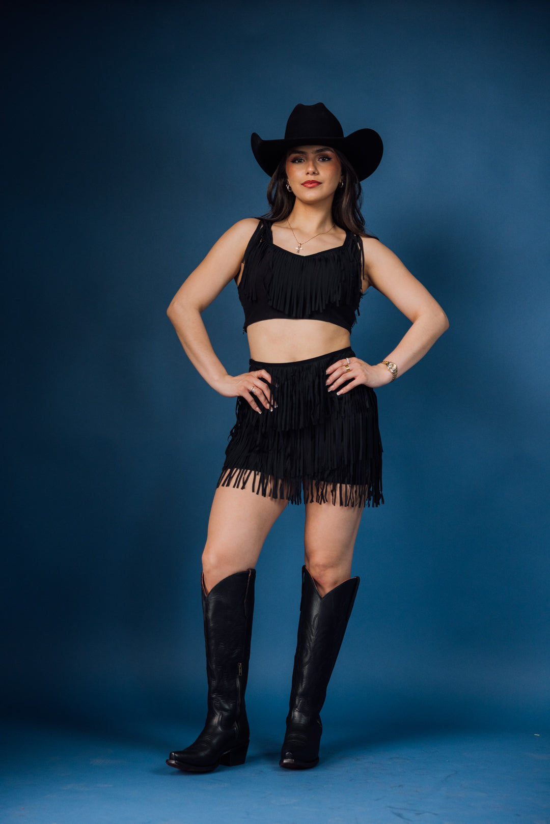 Western Fringed Top & Mini Skirt Set - Boho Cowgirl Outfit for Women | Perfect for Music Festivals, Rodeos & Country Themed Parties