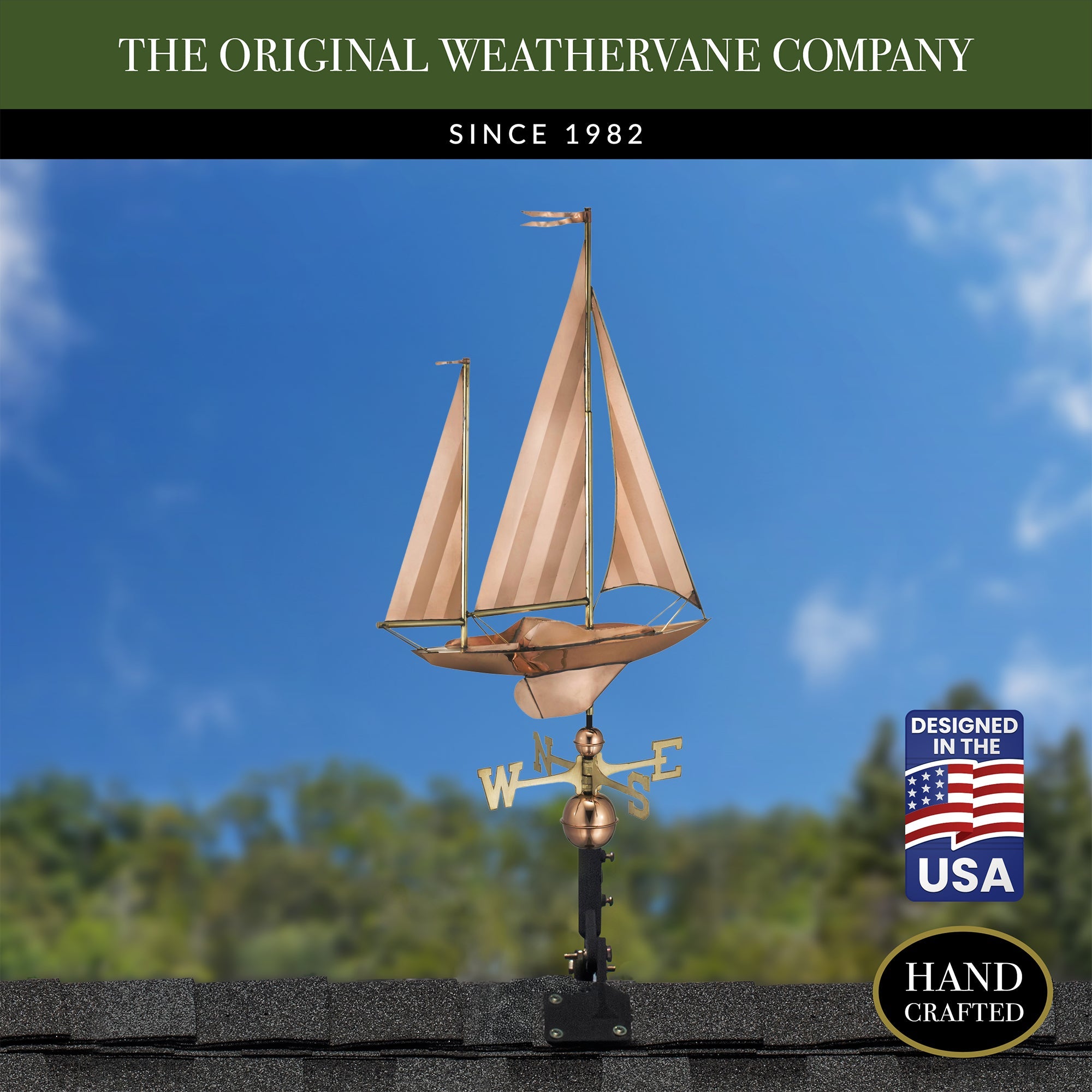 Large Sailboat Weathervane - Nautical Outdoor Decor for Garden, Yard, or Roof - Perfect for Coastal Homes, Beach Houses & Sailboat Enthusiasts