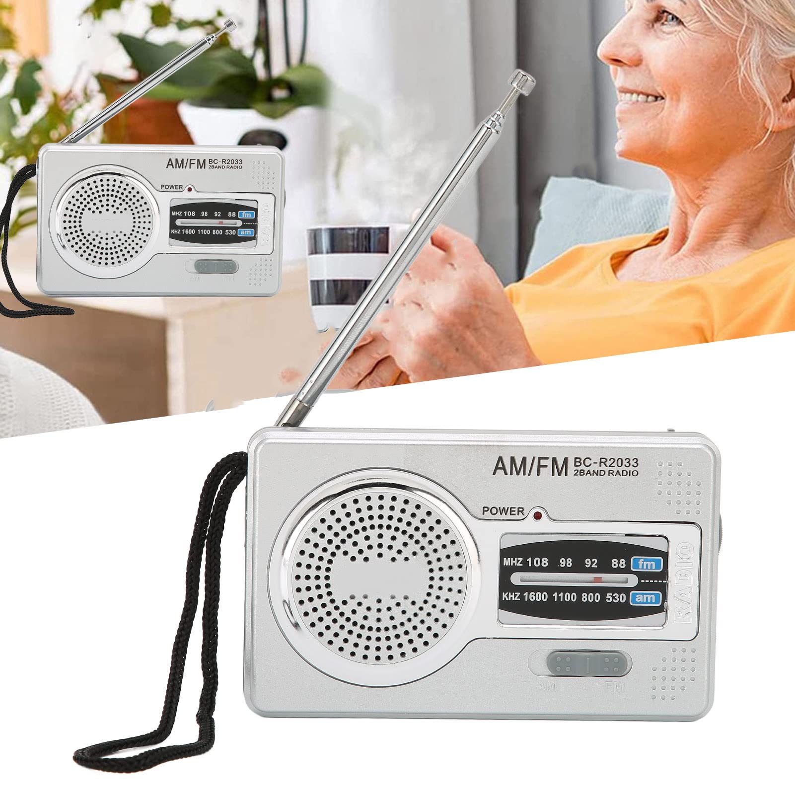 ASHATA AM FM Portable Pocket Radio - Compact Transistor Radio with Headphone Jack & Built-in Speaker DSP Chip | Battery Operated (AA) | Perfect for Seniors, Emergency Kits, Outdoor Activities & Daily Use