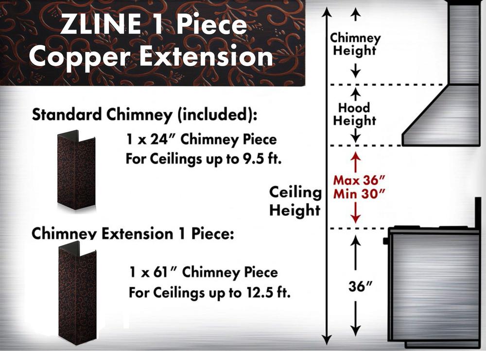 ZLINE 61-Inch Extended Chimney Range Hood - 8667F E Model - Stainless Steel Kitchen Vent Hood for Gas Stoves & Cooktops