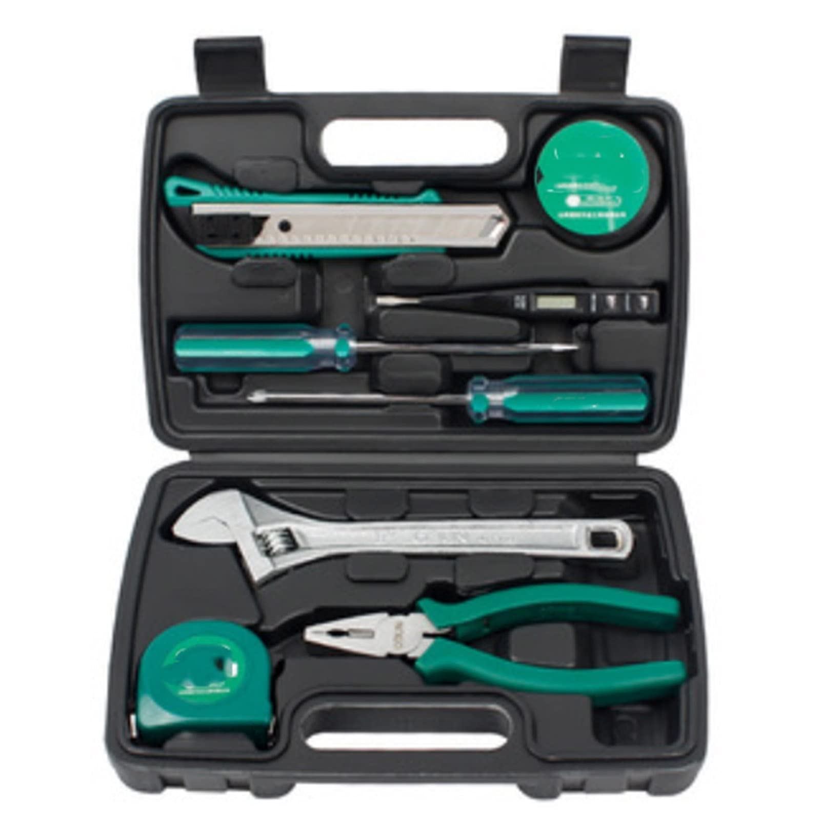 **9-Piece Home & Auto Repair Tool Kit with Socket Wrench Set, Mixed Hand Tools & Plastic Storage Case – Perfect for DIY, Car Maintenance, and Household Fixes**