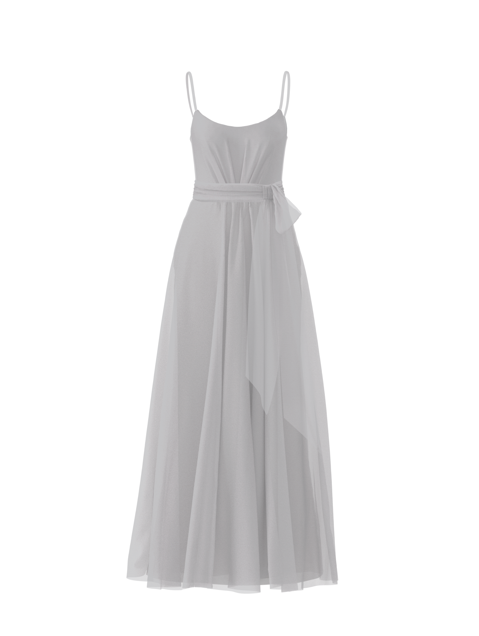 Campbell Bodice & Justine Skirt with Sash Belt in Platinum - Perfect for Weddings, Prom, and Formal Events