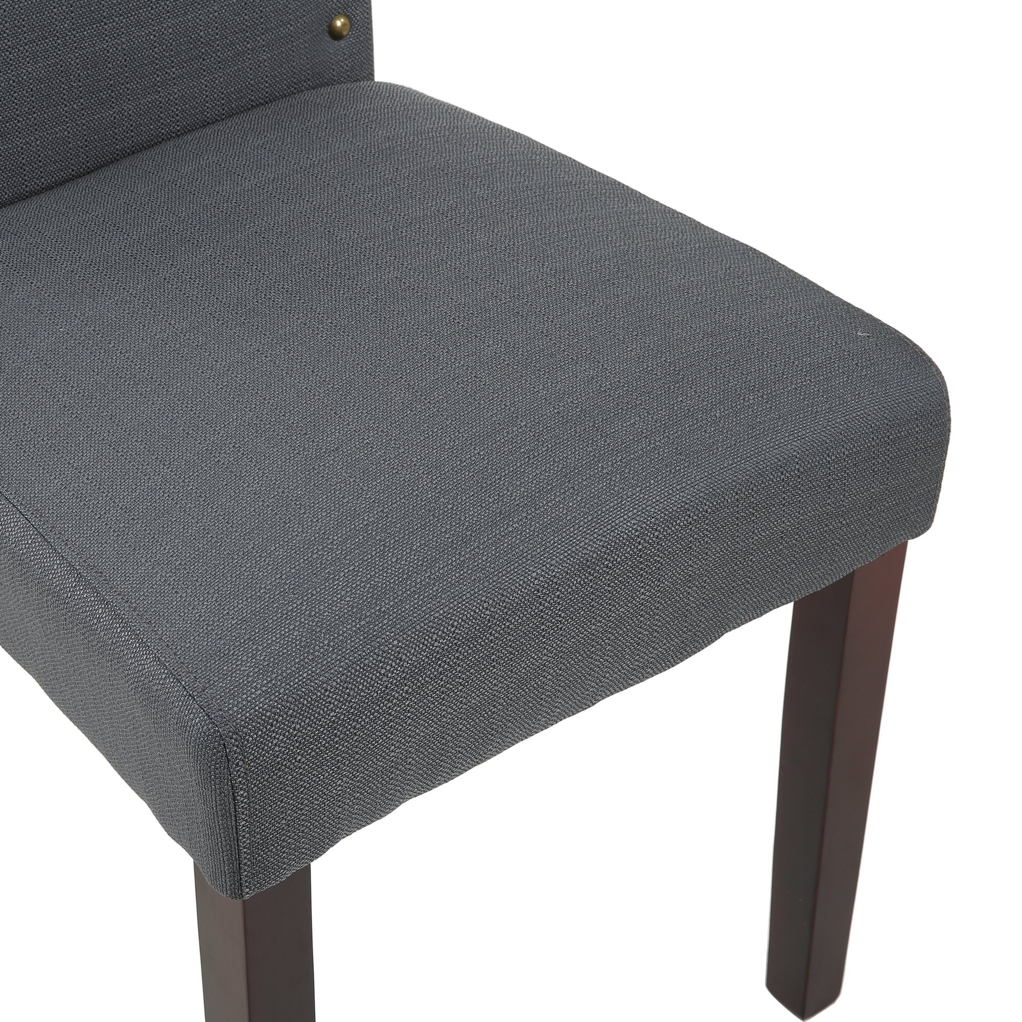 LSSBOUGHT Set of 2 Upholstered Parsons Dining Chairs - Dark Gray Fabric Kitchen Chairs with Solid Wood Frame & Nailhead Trim - Perfect for Dining Room, Kitchen, or Breakfast Nook