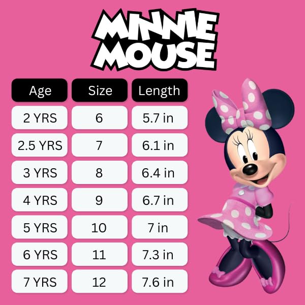 Disney Minnie Mouse Light Up Sneakers for Toddler & Little Girl - No Tie Lace Running Shoes for Kids - Perfect for Playtime, School & Outdoor Activities