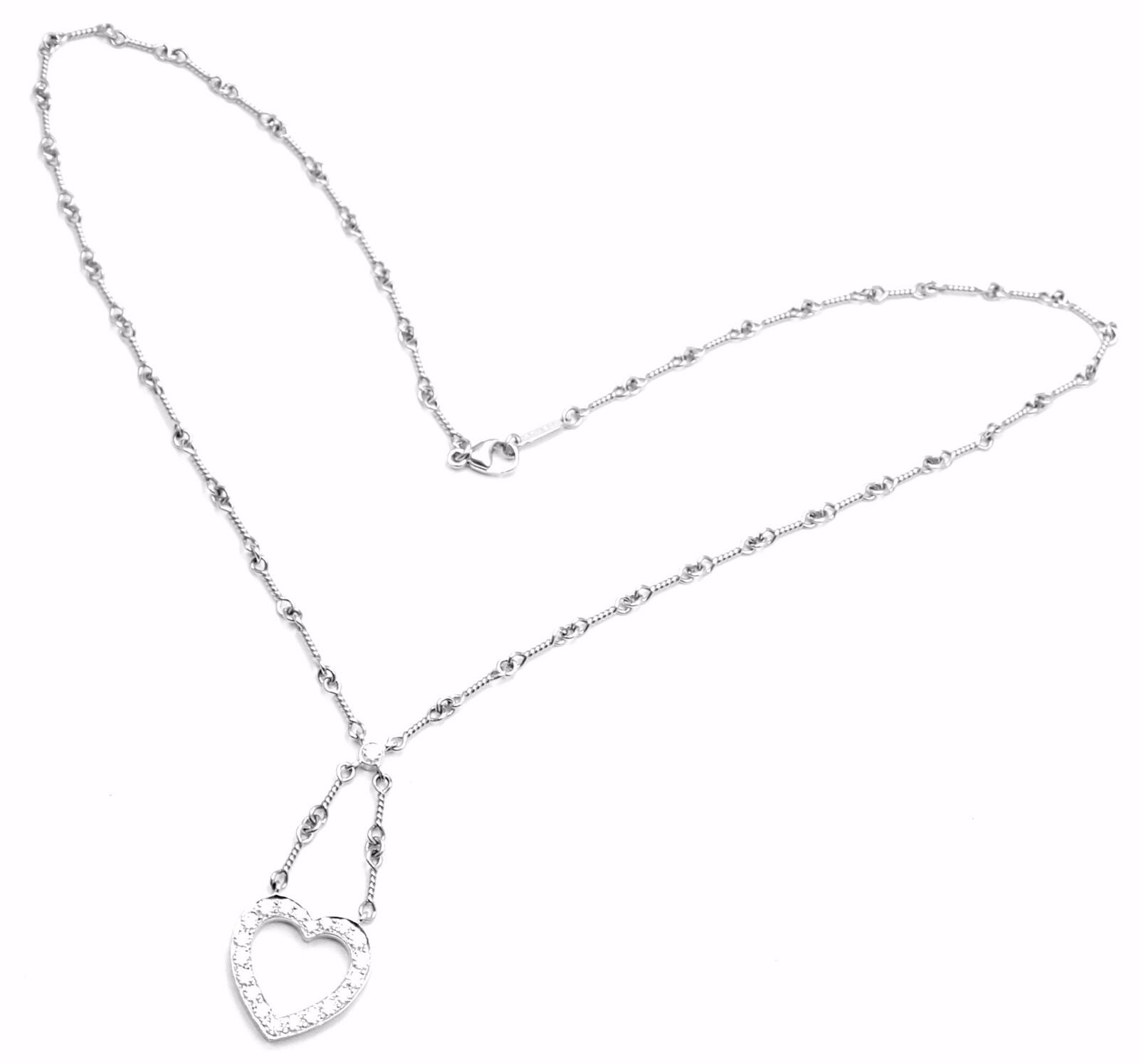 Authentic Tiffany & Co Platinum Diamond Open Heart Pendant Necklace for Women - Elegant Jewelry Gift for Anniversary, Valentine's Day & Special Occasions