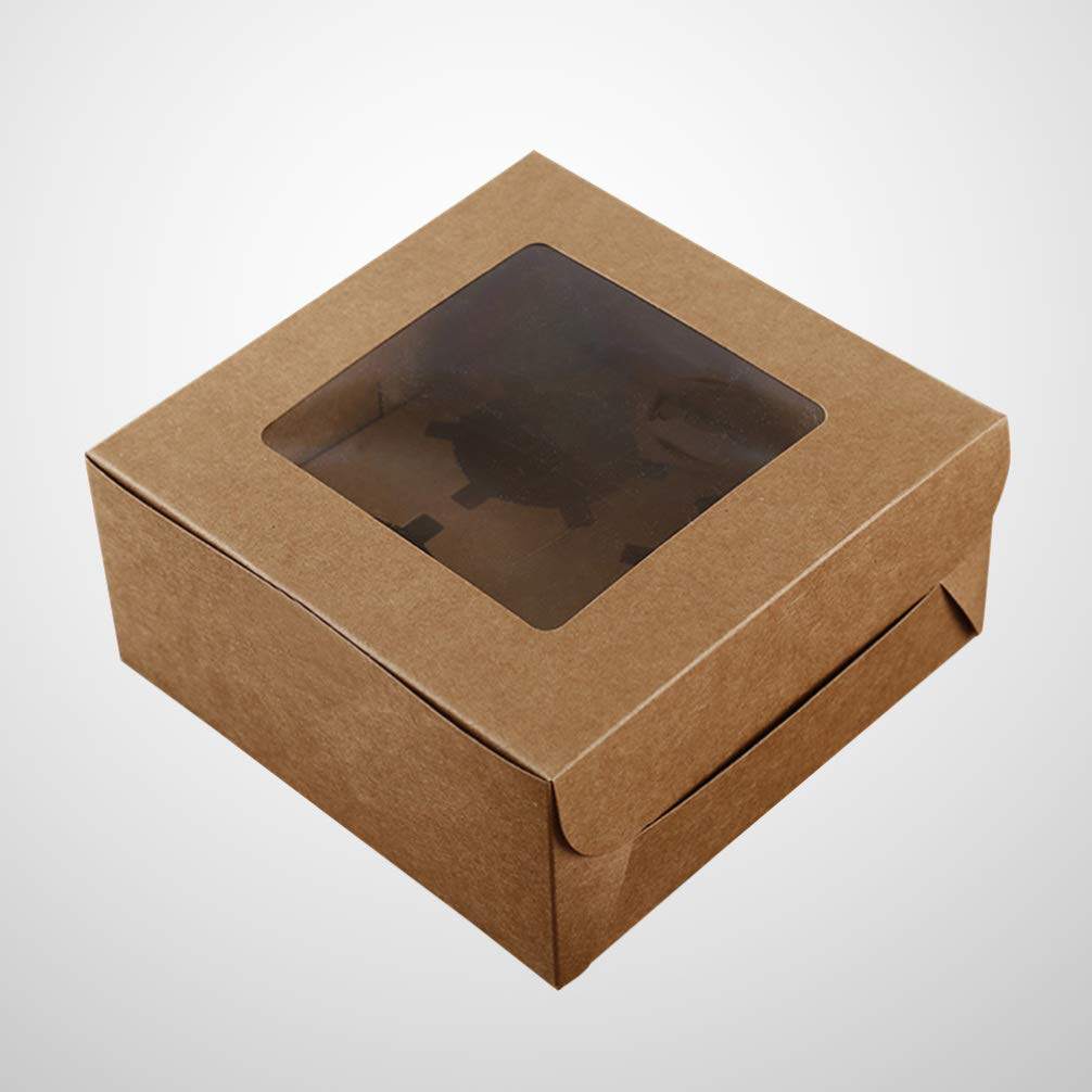 DOITOOL 4-Pack Christmas Windowed Cupcake Boxes - Cardboard Cake Containers with Stand for Donuts, Desserts & Holiday Treats | Perfect for Christmas Parties, Bakery Display & Gift Packaging